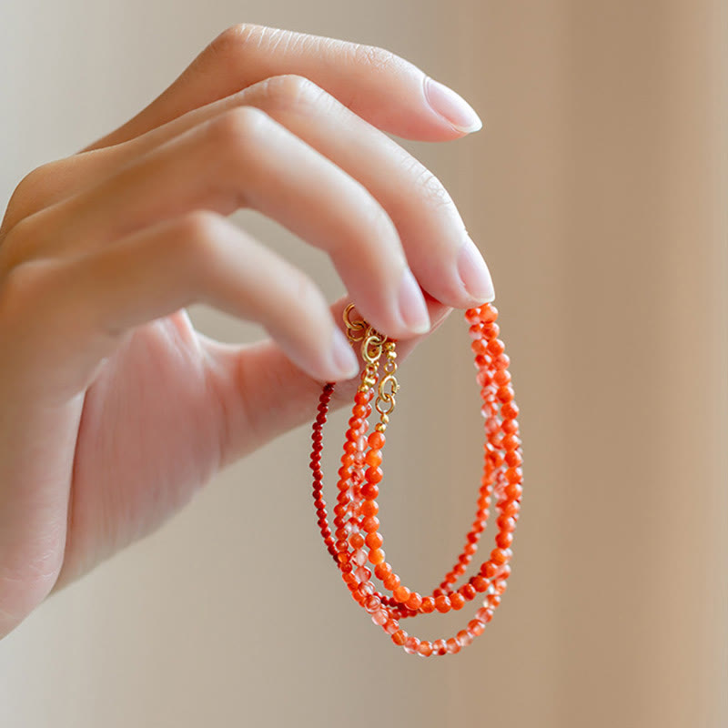 Buddha Stones Natural Cherry Persimmon Red Agate Ultra-thin Beads Confidence Bracelet