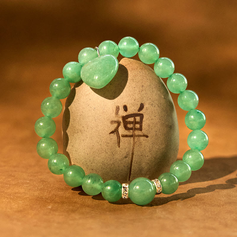 Buddha Stones Various Crystal Green Aventurine Love Heart Balance Bracelet