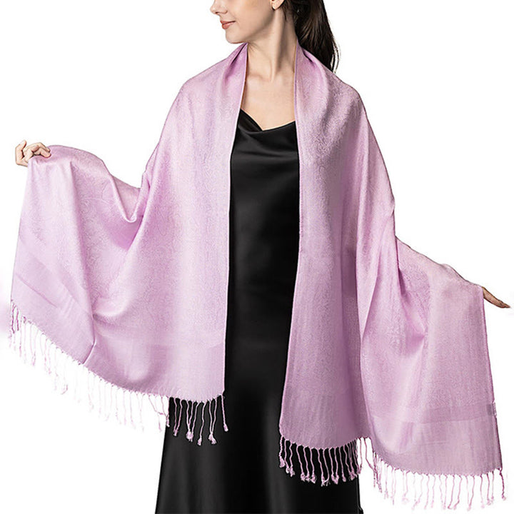 Buddha Stones Tibetan Cashew Jacquard Tassels Shawl Spring Fall Winter Warm Cozy Scarf Wrap