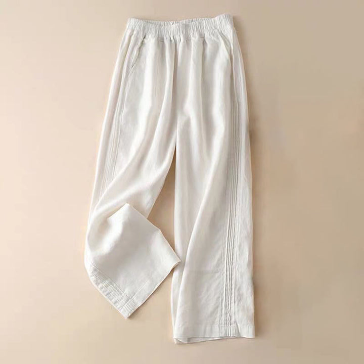 Buddha Stones Casual Plain Color Side Pleats Rayon Women's Wide Leg Pants With Pockets - White - US14，UK/AU18，EU46 (3XL) - image 12