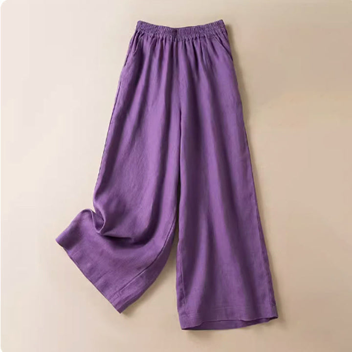 Buddha Stones Casual Solid Color Women's Wide Leg Pants With Pockets - Purple - US12，UK/AU16，EU44 (3XL) - image 8
