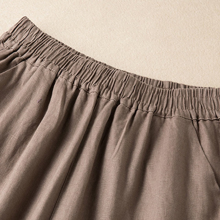 Buddha Stones Casual Solid Color Cotton Linen Women's Wide Leg Pants With Pockets - image 18