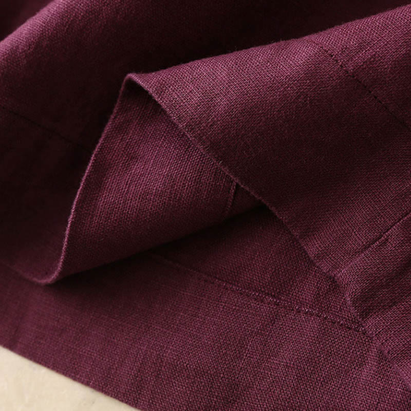 Buddha Stones Casual Plain Color Lace-up Cotton Linen Women's Wide Leg Pants - image 19