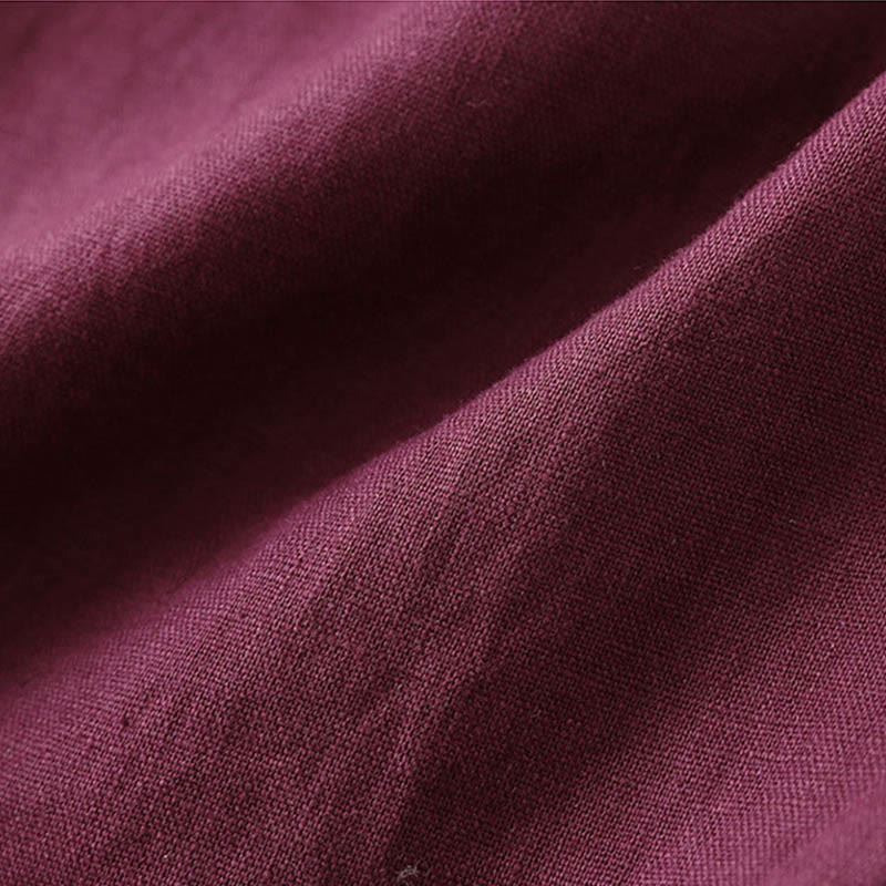 Buddha Stones Casual Plain Color Lace-up Cotton Linen Women's Wide Leg Pants - image 18