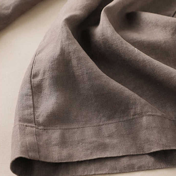 Buddha Stones Casual Plain Color Lace-up Cotton Linen Women's Wide Leg Pants - image 4