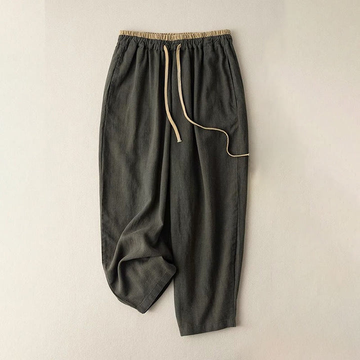 Buddha Stones Casual Solid Color Cotton Linen Drawstring Women's Pants With Pockets - DarkOliveGreen - US16，UK/AU20，EU48 (3XL) - image 6