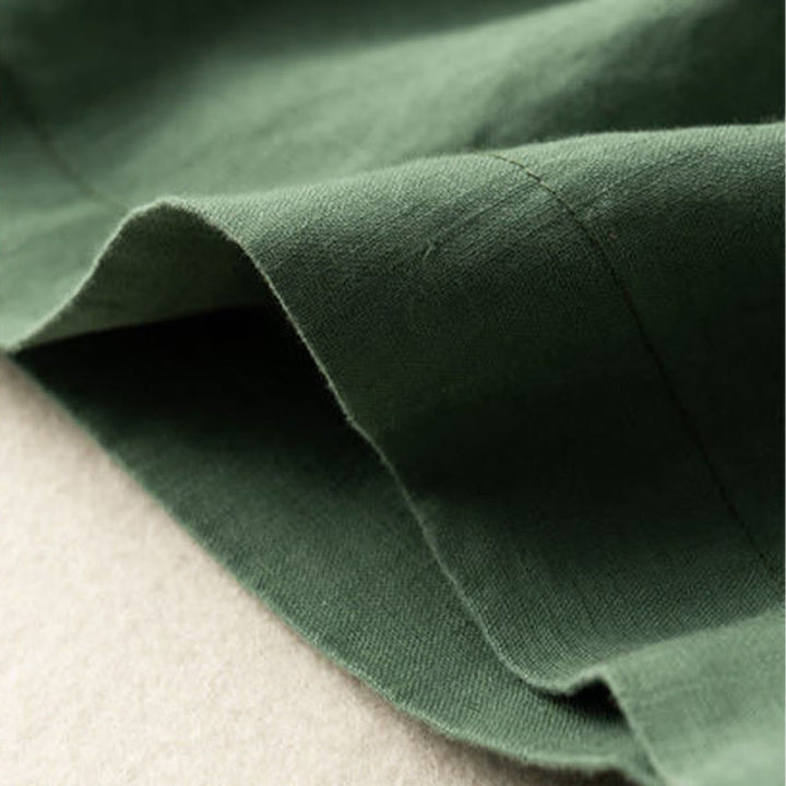 Buddha Stones Casual Solid Color Button Zipper Cotton Linen Women's Shorts With Pockets - image 11