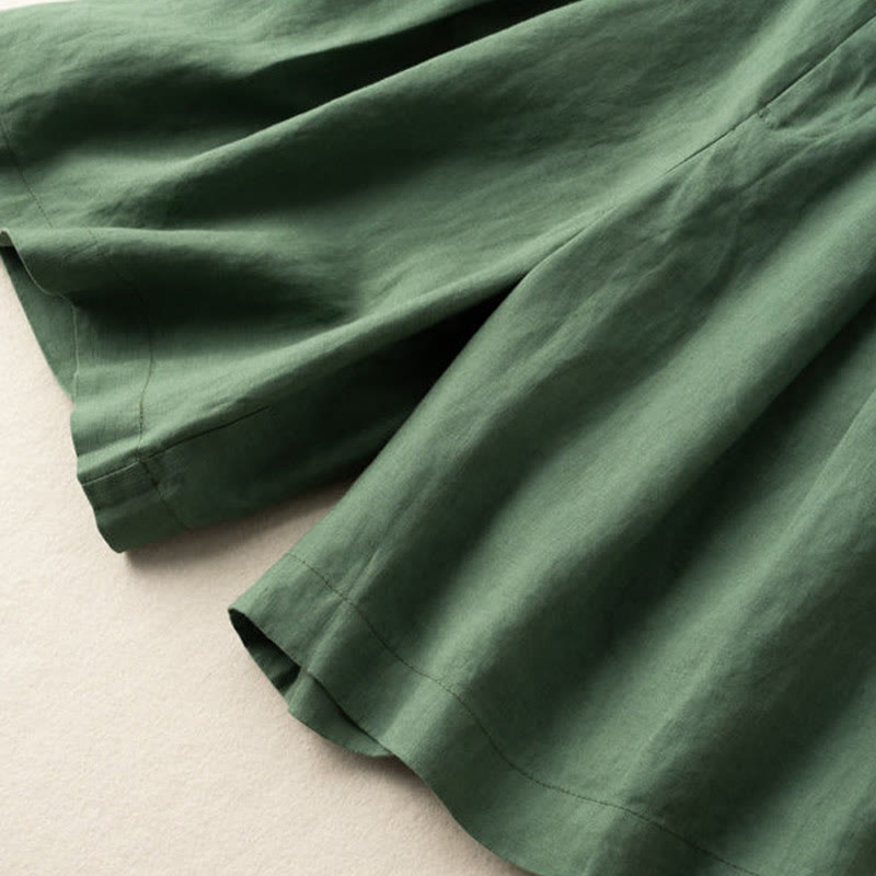 Buddha Stones Casual Solid Color Button Zipper Cotton Linen Women's Shorts With Pockets - image 10