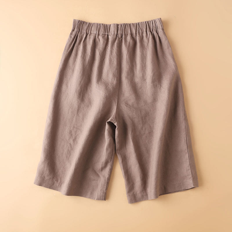 Buddha Stones Plain Color Button Zipper Cotton Women's Shorts With Pockets - image 15