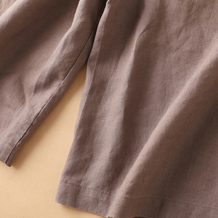 Buddha Stones Plain Color Button Zipper Cotton Women's Shorts With Pockets - image 22