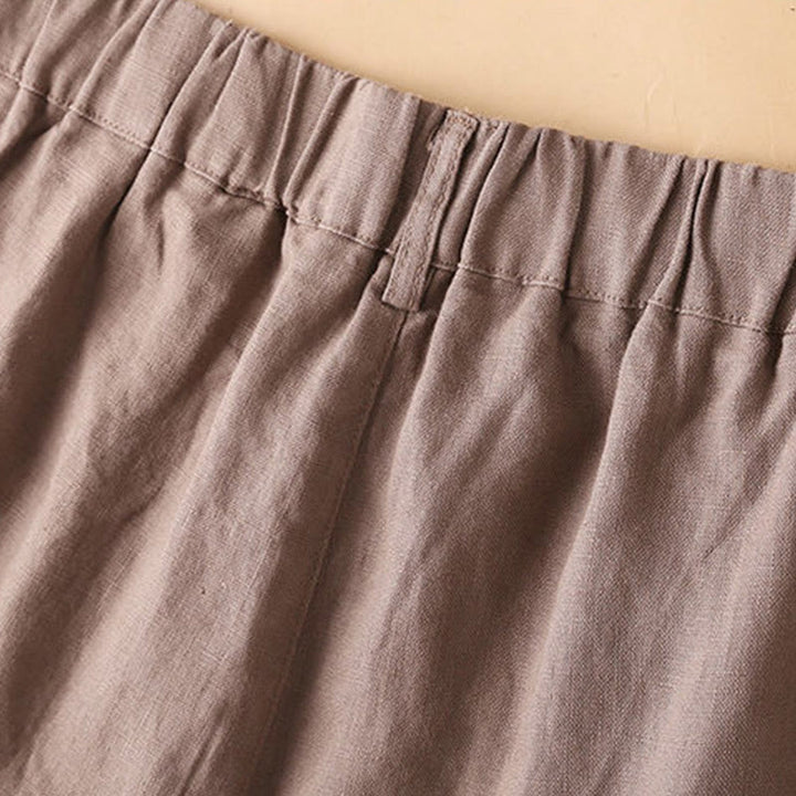 Buddha Stones Plain Color Button Zipper Cotton Women's Shorts With Pockets - image 17