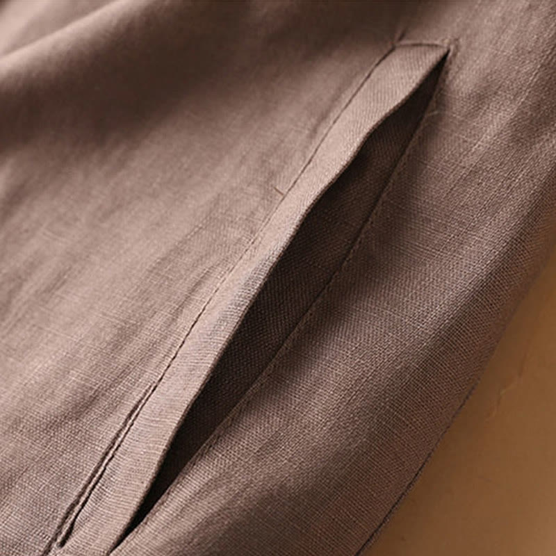 Buddha Stones Plain Color Button Zipper Cotton Women's Shorts With Pockets - image 19