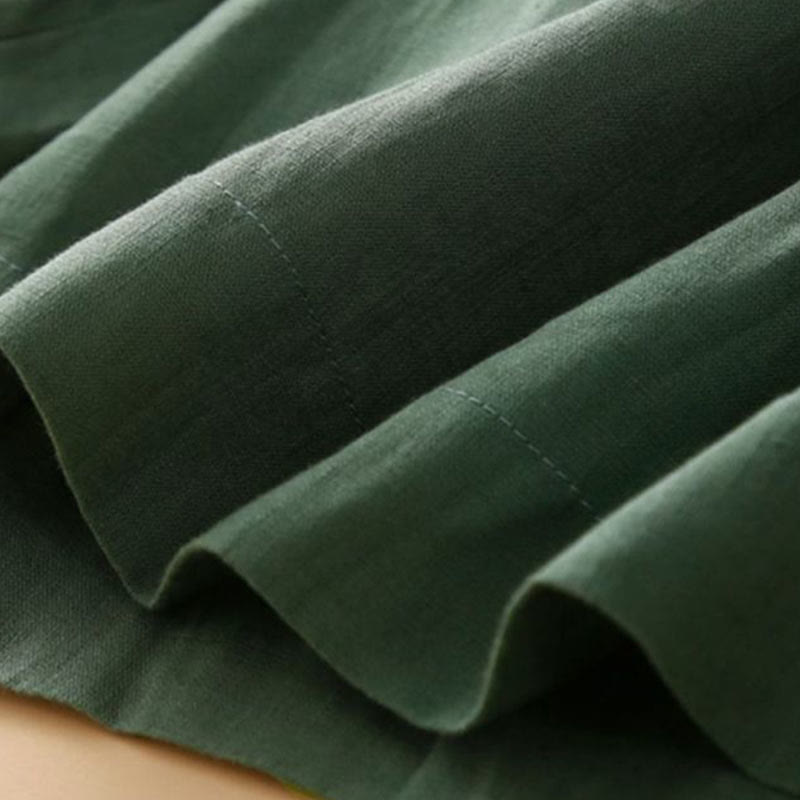 Buddha Stones Plain Color Pleated Zipper Button Cotton Linen Women's Shorts With Pockets - image 21