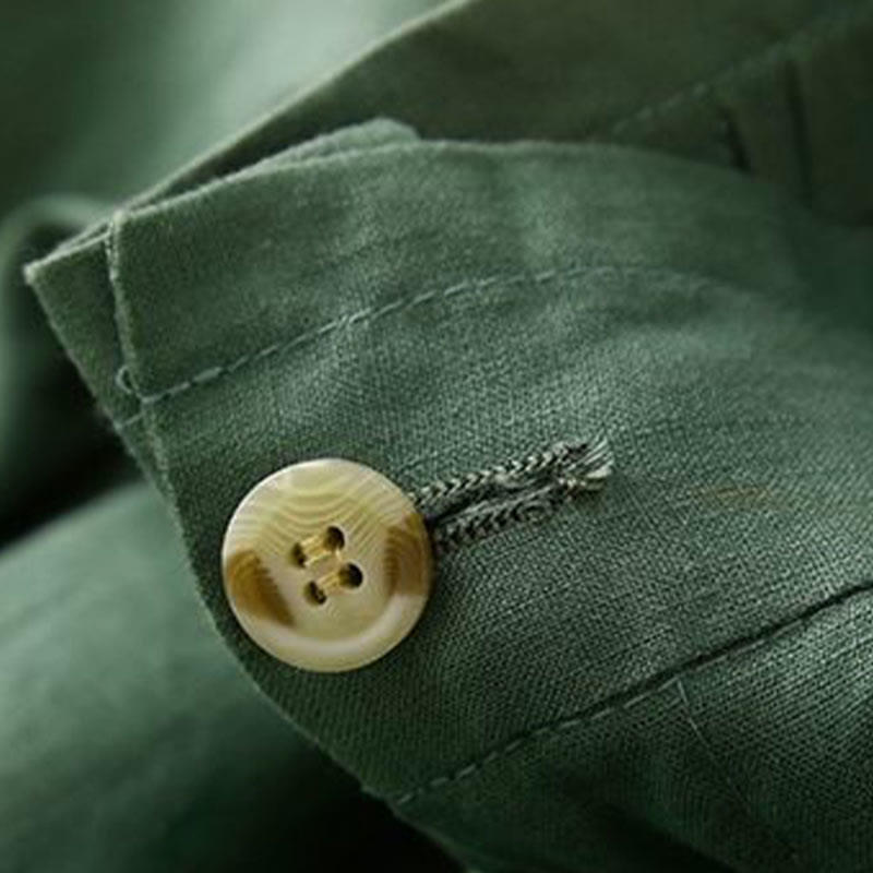 Buddha Stones Plain Color Pleated Zipper Button Cotton Linen Women's Shorts With Pockets - image 18