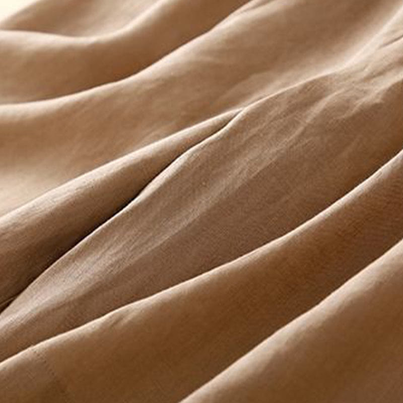 Buddha Stones Plain Color Pleated Zipper Button Cotton Linen Women's Shorts With Pockets - image 6