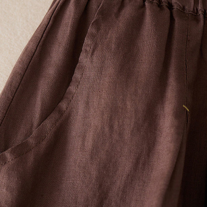 Buddha Stones Casual Solid Plain Color Cotton Linen Women's Shorts With Pockets - image 16