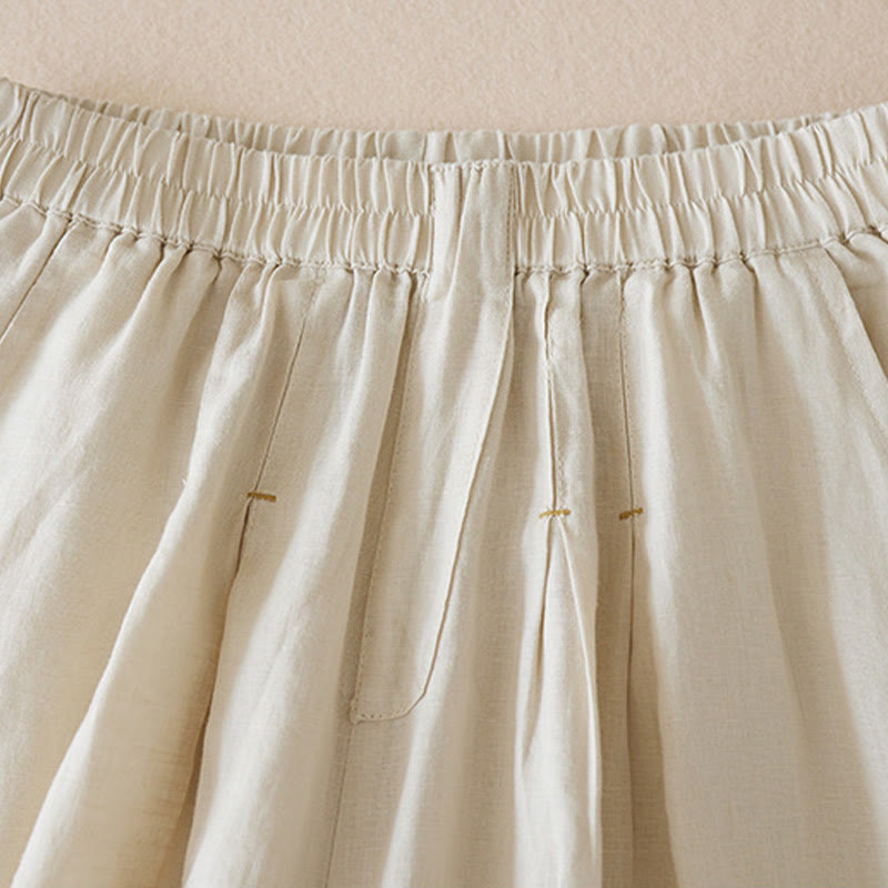 Buddha Stones Casual Solid Plain Color Cotton Linen Women's Shorts With Pockets - image 3
