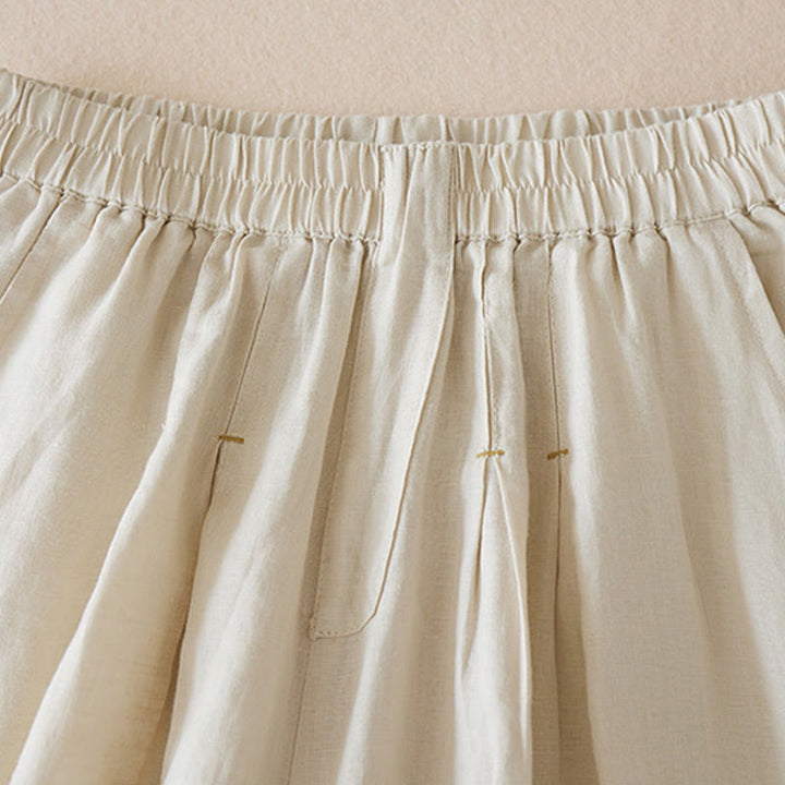 Buddha Stones Casual Solid Plain Color Cotton Linen Women's Shorts With Pockets - image 3