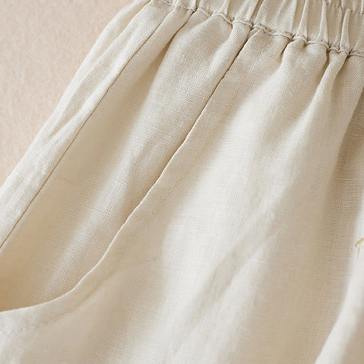 Buddha Stones Casual Solid Plain Color Cotton Linen Women's Shorts With Pockets - image 4