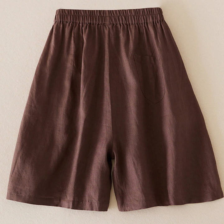 Buddha Stones Casual Solid Plain Color Cotton Linen Women's Shorts With Pockets - image 15