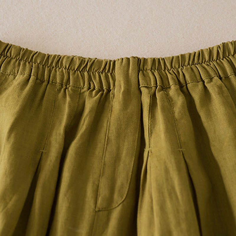 Buddha Stones Casual Solid Plain Color Cotton Linen Women's Shorts With Pockets - image 10