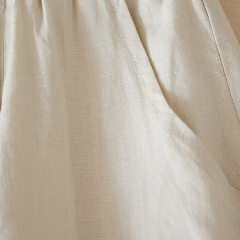 Buddha Stones Casual Solid Plain Color Cotton Linen Women's Shorts With Pockets - image 5