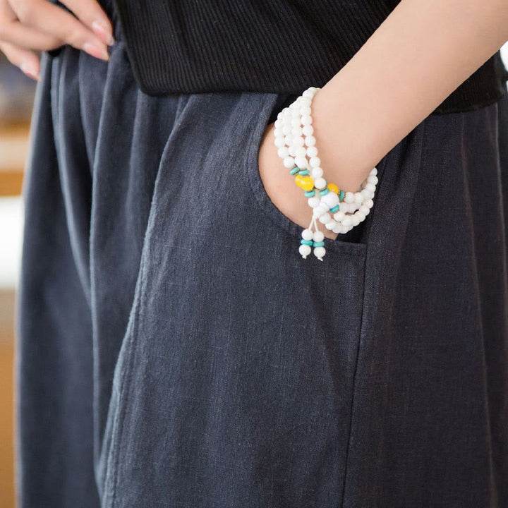 Buddha Stones Casual Plain Color Cotton Ramie Women's Shorts With Pockets - image 18