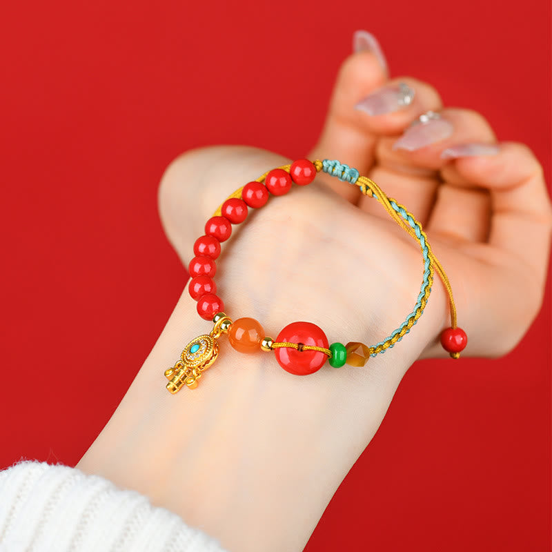 Buddha Stones Cinnabar String Peace Buckle Blessing Bracelet