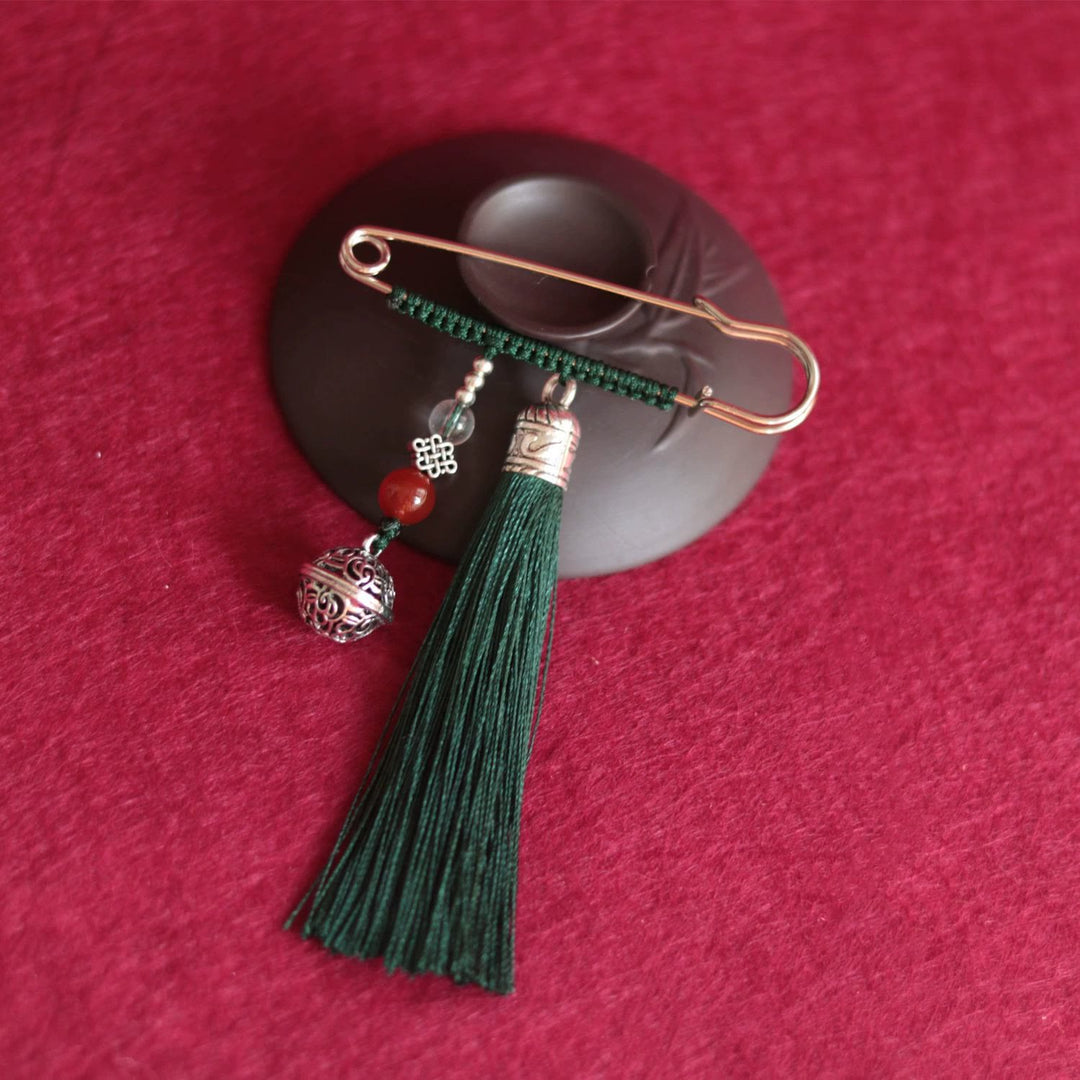 Buddha Stones Retro Bell Tassels Brooch