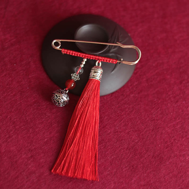 Buddha Stones Retro Bell Tassels Brooch