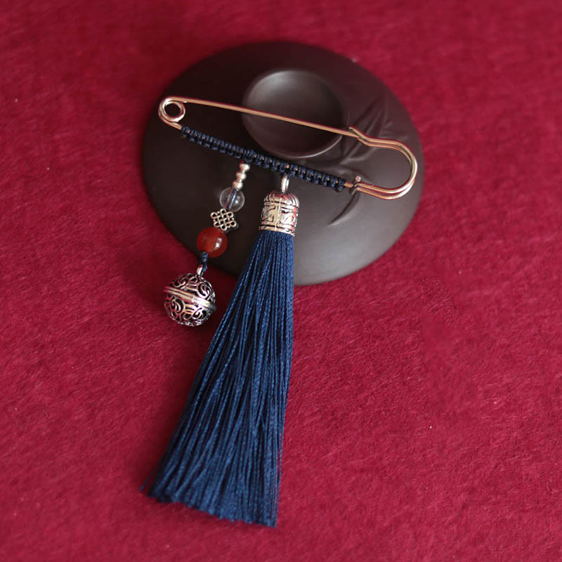 Buddha Stones Retro Bell Tassels Brooch