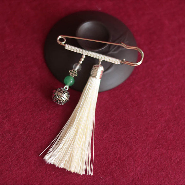 Buddha Stones Retro Bell Tassels Brooch