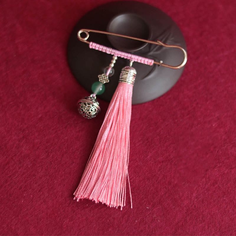 Buddha Stones Retro Bell Tassels Brooch