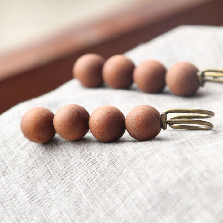 Buddha Stones Vintage Sandalwood Agathis Alba Ebony Wood Peltogyne Beads Healing Brooch