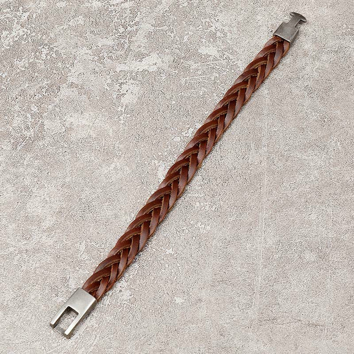 Buddha Stones Vintage Leather Braided Buckle Strength Bracelet