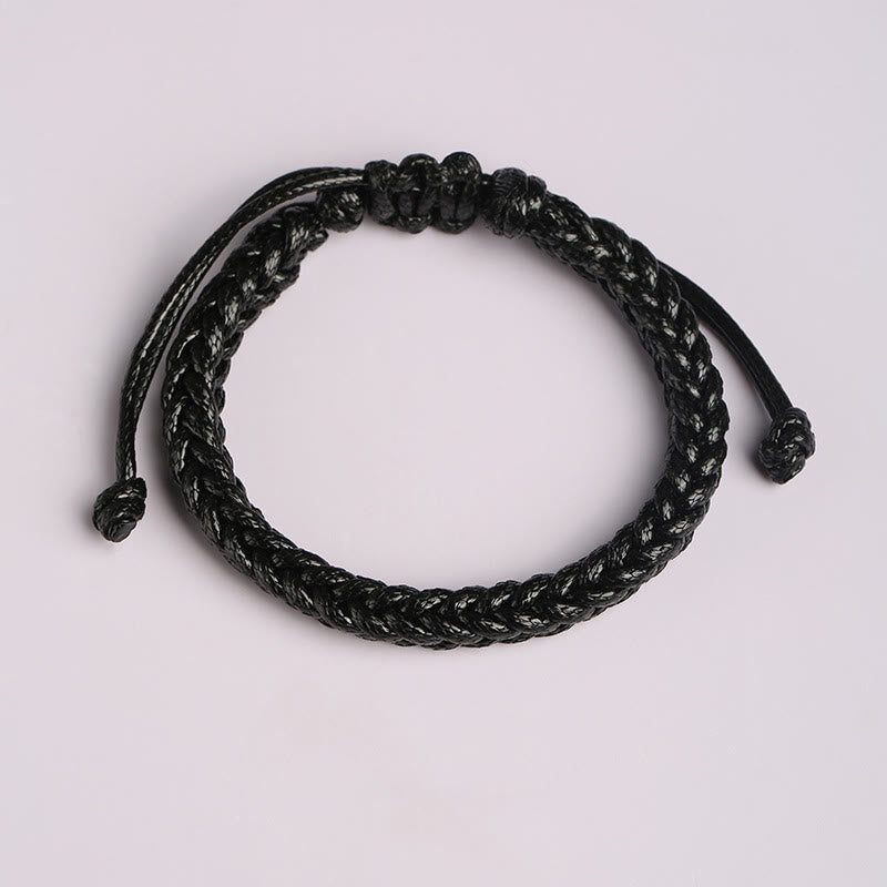 Buddha Stones Handmade Eight Thread Peace Knot Wax Cord Rope Braided Bracelet