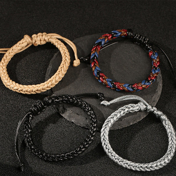 Buddha Stones Handmade Eight Thread Peace Knot Wax Cord Rope Braided Bracelet