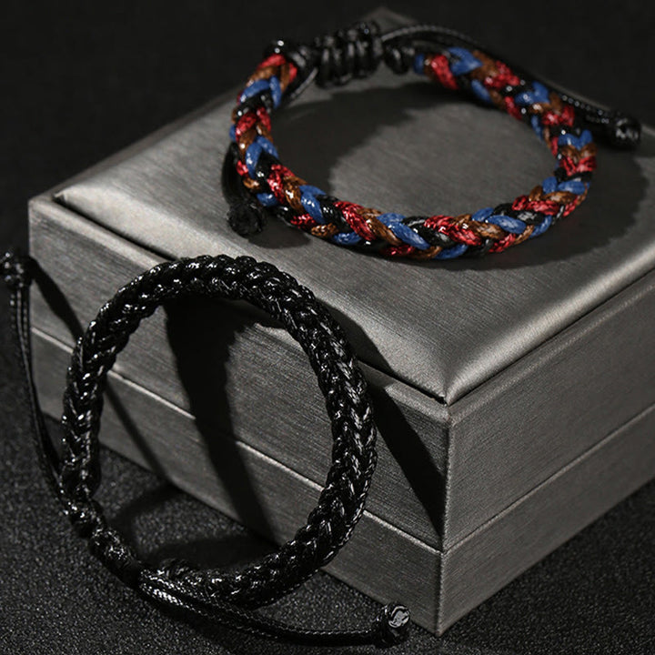 Buddha Stones Handmade Eight Thread Peace Knot Wax Cord Rope Braided Bracelet