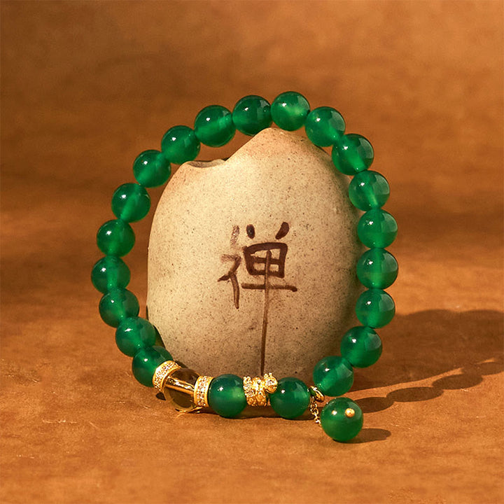 Buddha Stones Year of the Snake Green Agate Citrine Power Bracelet