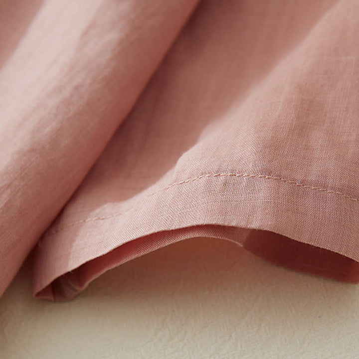 Buddha Stones Casual Women's Embroidery Plants Design Three Quarter Sleeve Cotton Linen Shirt - image 6