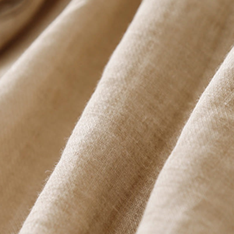 Buddha Stones Casual Embroidered Plant Stand Collar Design Three Quarter Sleeve Women's Cotton Linen Shirt - image 20