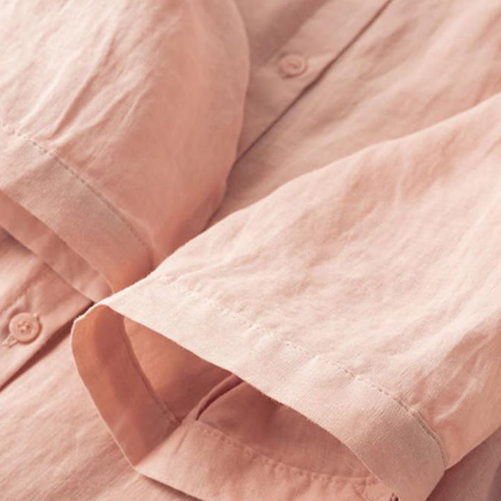 Buddha Stones Casual Women's Embroidery Standing Collar Half Sleeve Design Cotton Linen Shirt - image 17