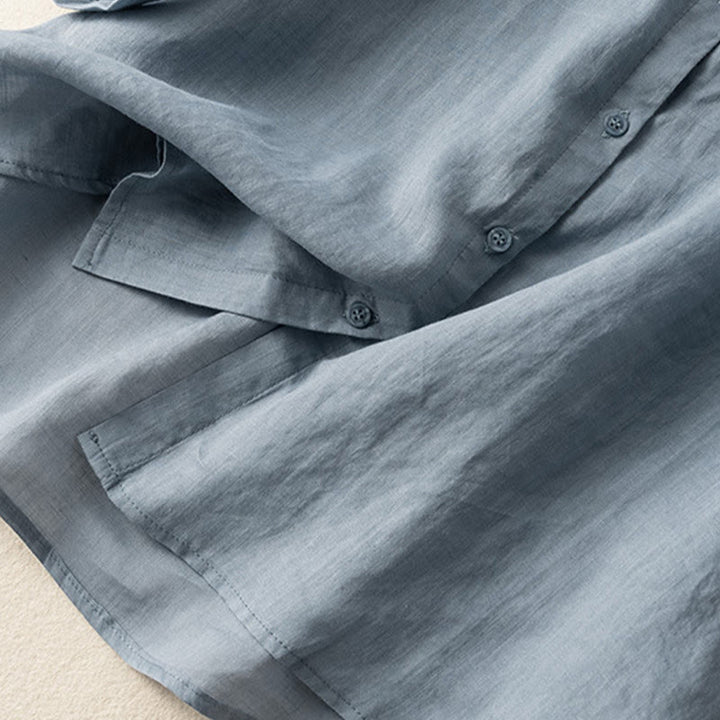 Buddha Stones Casual Women's Embroidery Standing Collar Half Sleeve Design Cotton Linen Shirt - image 13