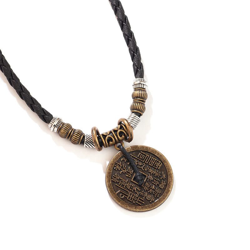 Buddha Stones Mountain Ghosts Spend Money Bagua Alloy Copper Coin Harmony Necklace Pendant