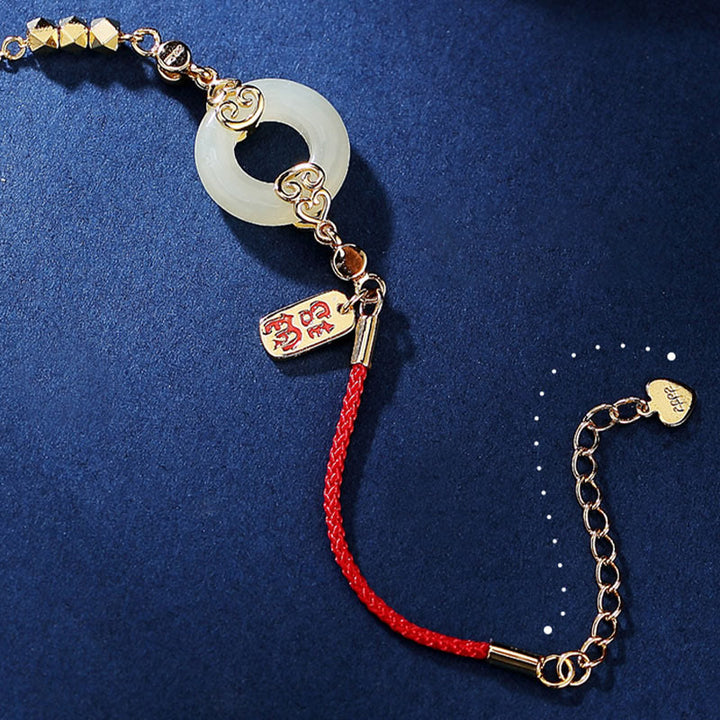 Buddha Stones 925 Sterling Silver Natural Hetian Jade Gourd Peace Buckle Zircon Luck Bracelet Necklace Pendant Earrings - image 3