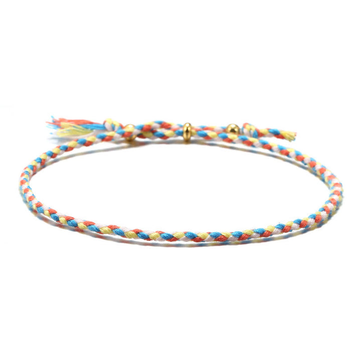 Buddha Stones Handmade Colorful Rope Braided Tassel Adjustable Harmony Bracelet - Yellow Blue Orange(Wrist Circumference 14-20cm) - image 10