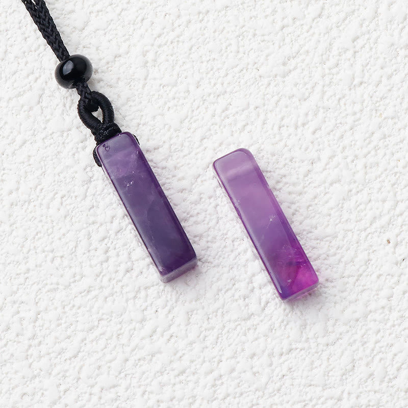 Buddha Stones Various Rectangular Crystal Amethyst Green Aventurine Healing Necklace Pendant