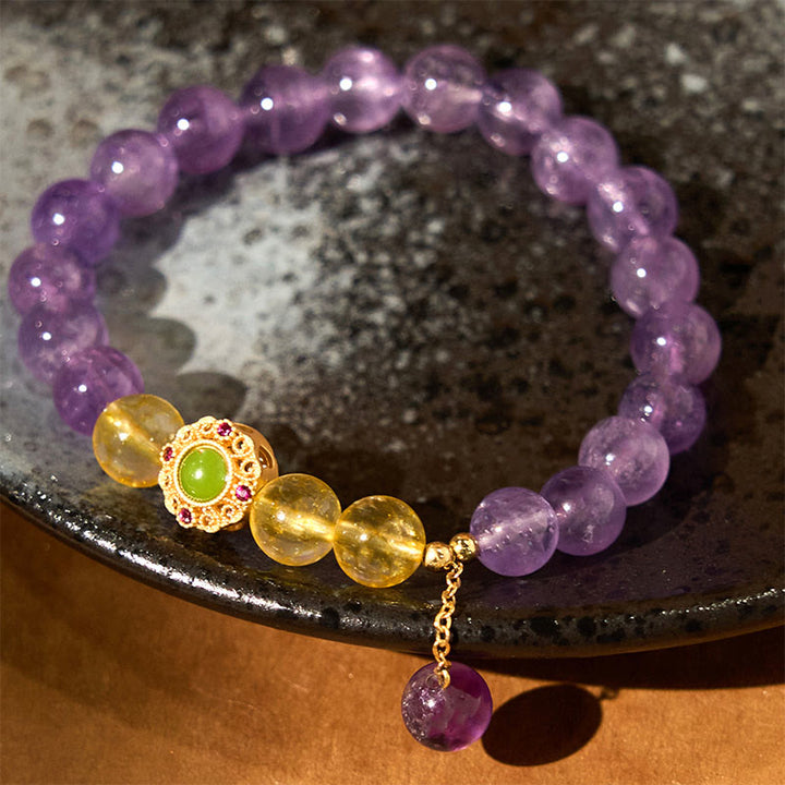 Buddha Stones Natural Amethyst Meditation Balance Bracelet