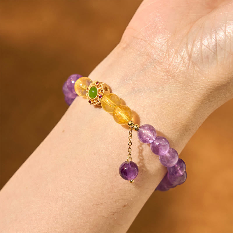 Buddha Stones Natural Amethyst Meditation Balance Bracelet