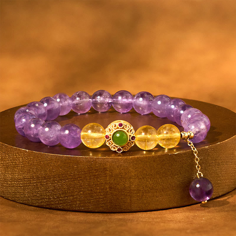 Buddha Stones Natural Amethyst Meditation Balance Bracelet